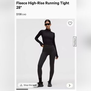 Lululemon fleece high rise running tight 28" in TRUE NAVY SIZE 10